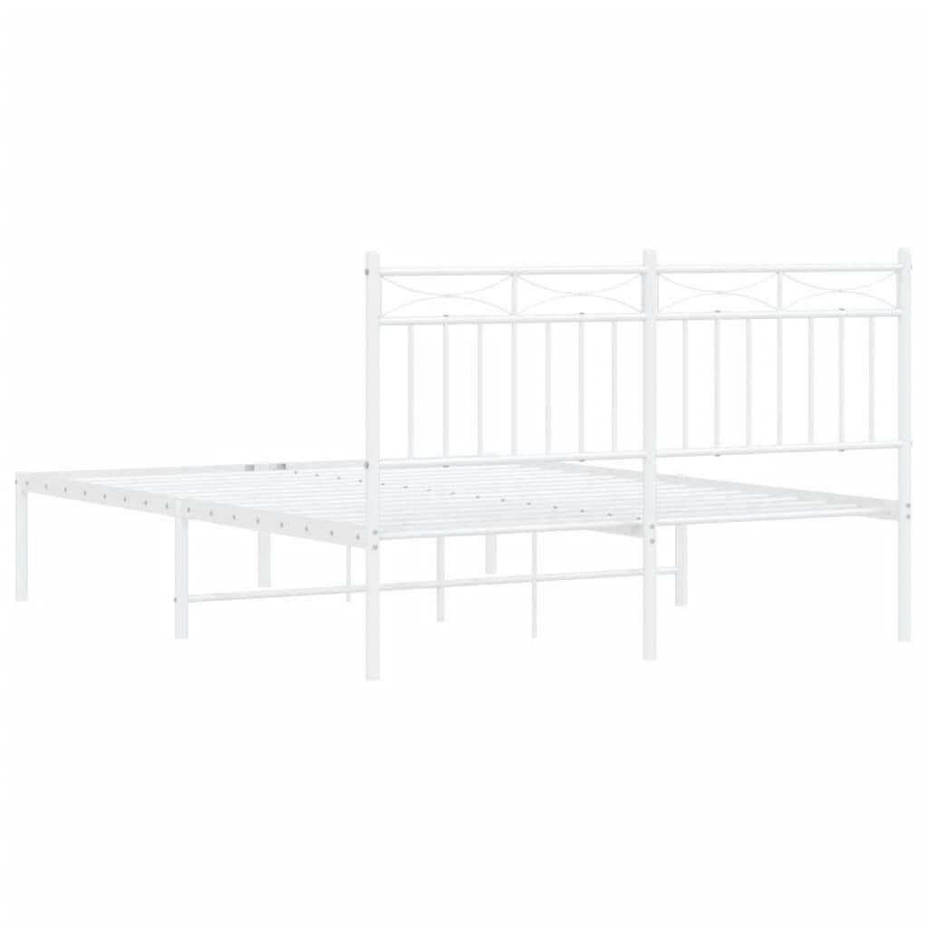 Metalni okvir za krevet s uzglavljem bijeli 140 x 200 cm