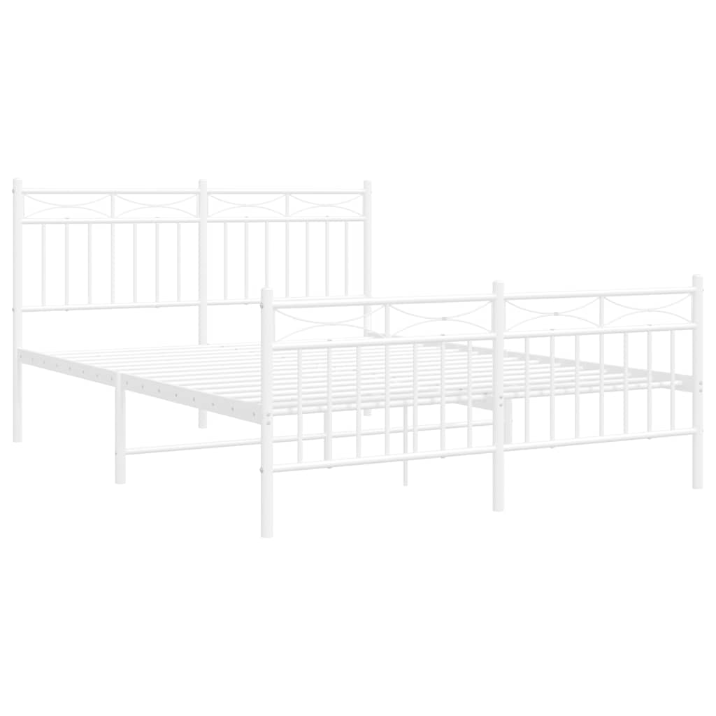Metalni okvir kreveta uzglavlje i podnožje bijeli 135 x 190 cm