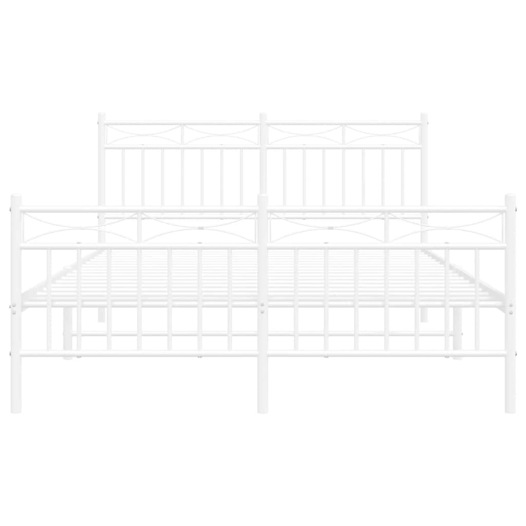 Metalni okvir kreveta uzglavlje i podnožje bijeli 135 x 190 cm