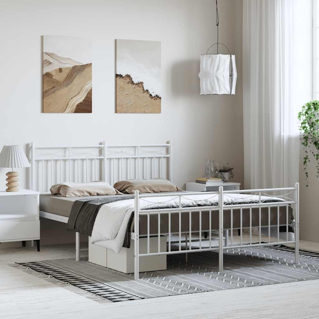 Metalni okvir kreveta uzglavlje i podnožje bijeli 135 x 190 cm
