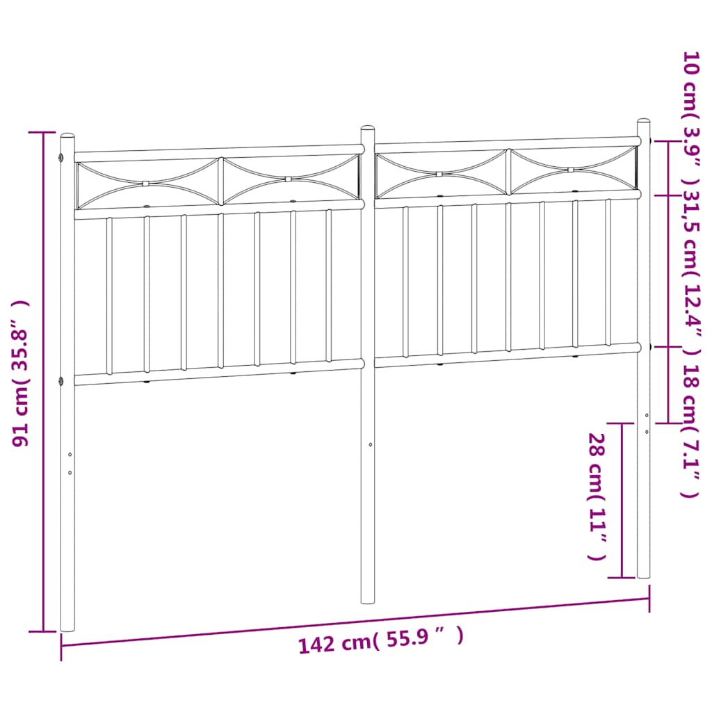 Metalno zamjensko uzglavlje bijelo 135 cm