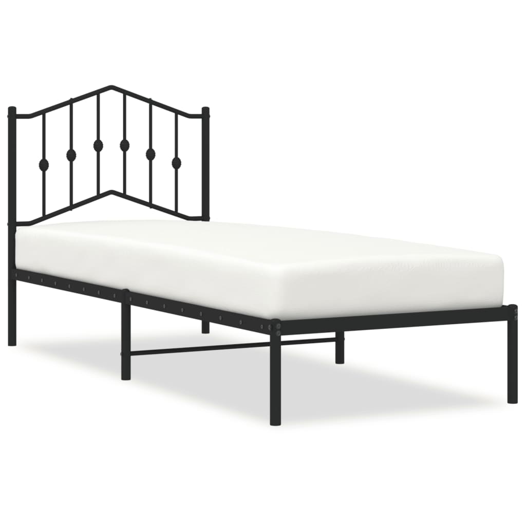 Metalni okvir za krevet s uzglavljem crni 80x200 cm