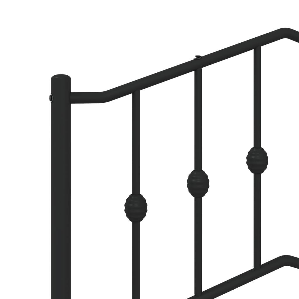 Metalni okvir za krevet s uzglavljem crni 80x200 cm