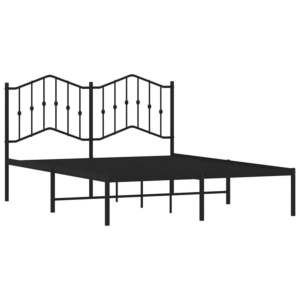 Metalni okvir za krevet s uzglavljem crni 135x190 cm