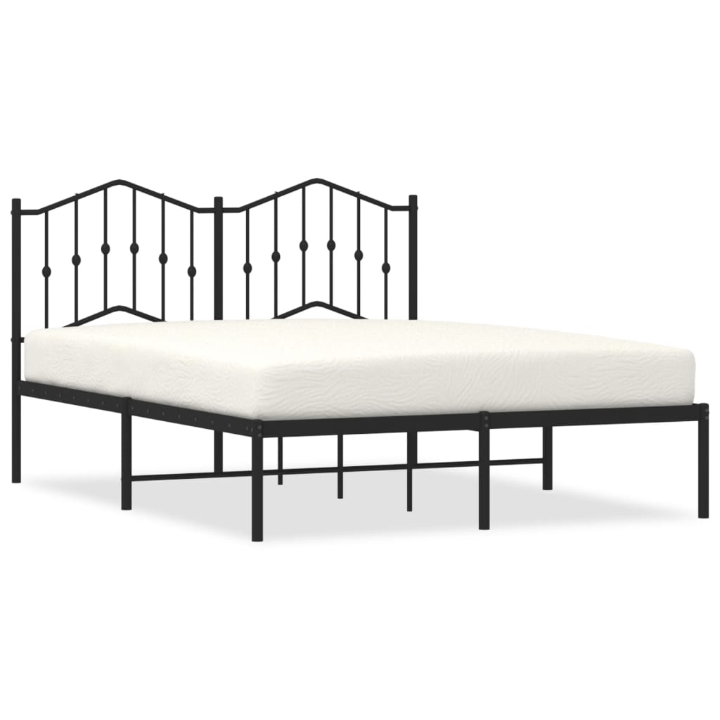 Metalni okvir za krevet s uzglavljem crni 140x190 cm