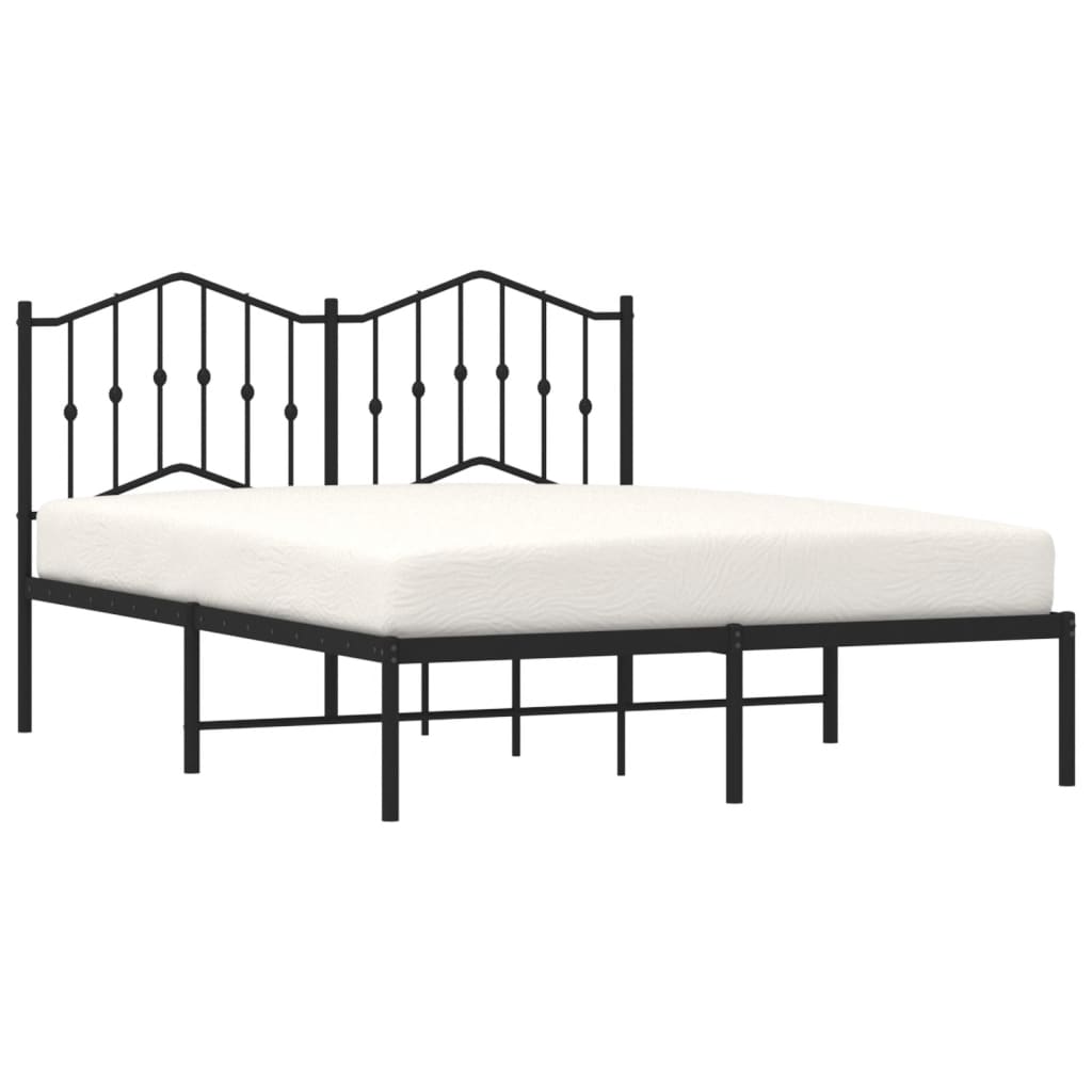 Metalni okvir za krevet s uzglavljem crni 140x190 cm