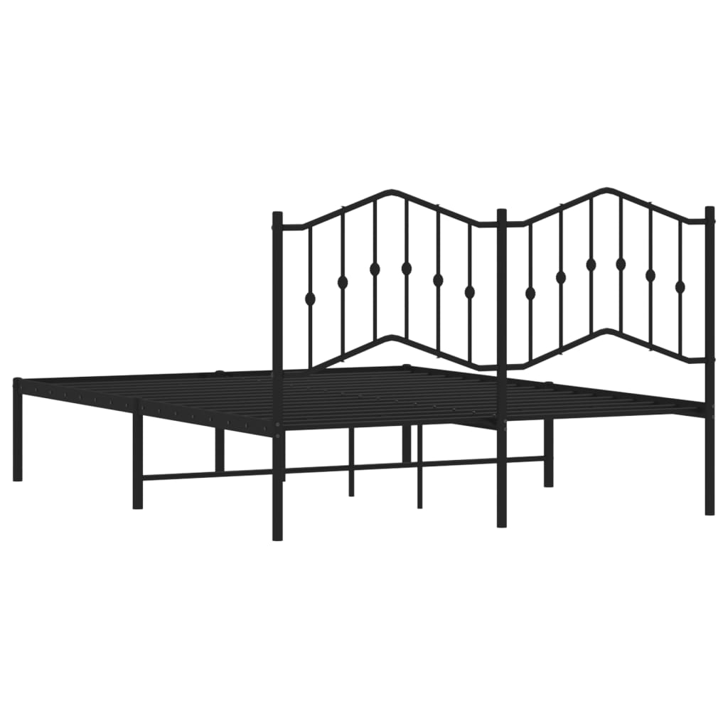 Metalni okvir za krevet s uzglavljem crni 140x190 cm