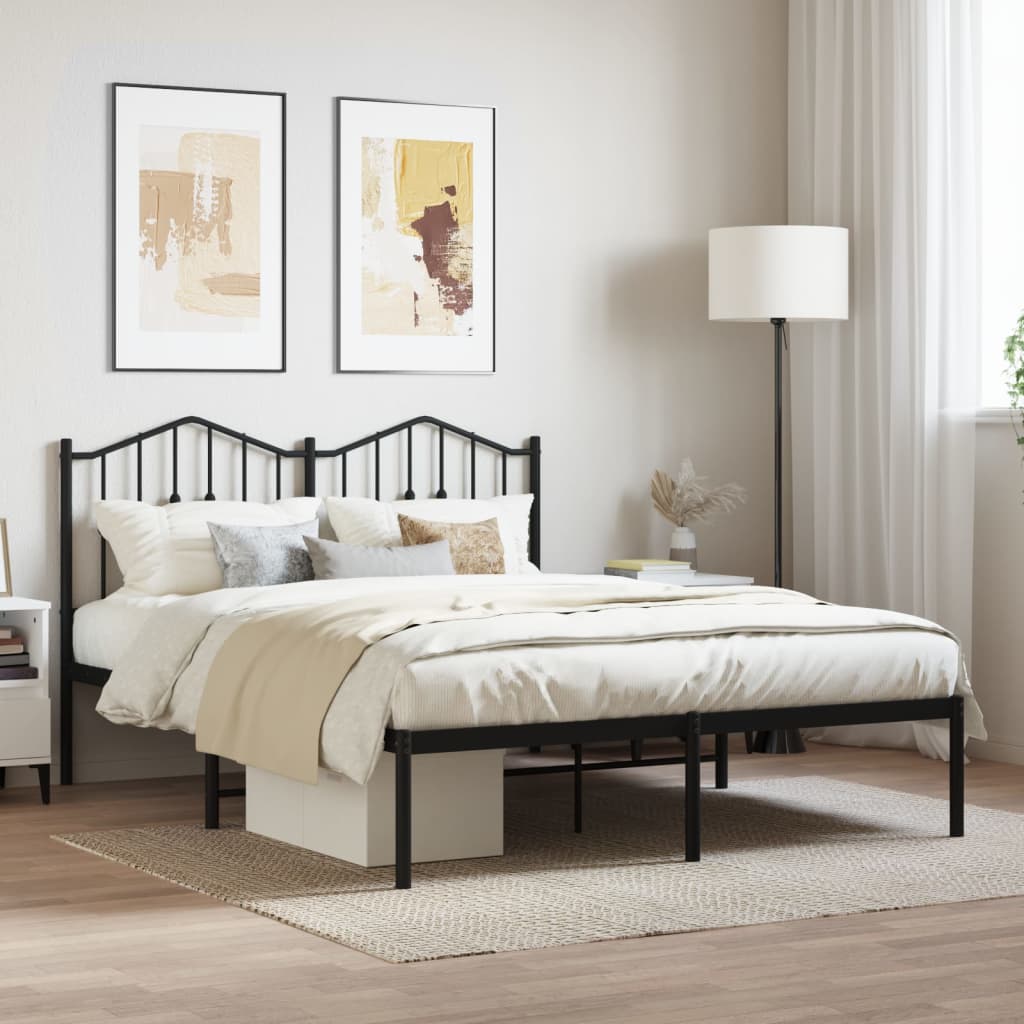 Metalni okvir za krevet s uzglavljem crni 140x190 cm
