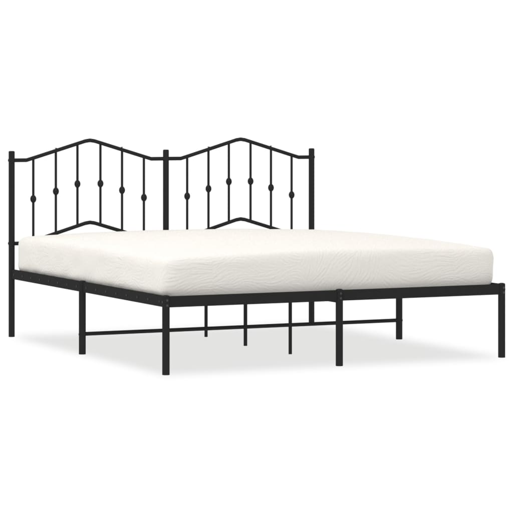 Metalni okvir za krevet s uzglavljem crni 180x200 cm