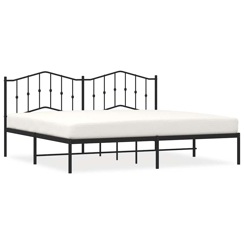 Metalni okvir za krevet s uzglavljem crni 193x203 cm