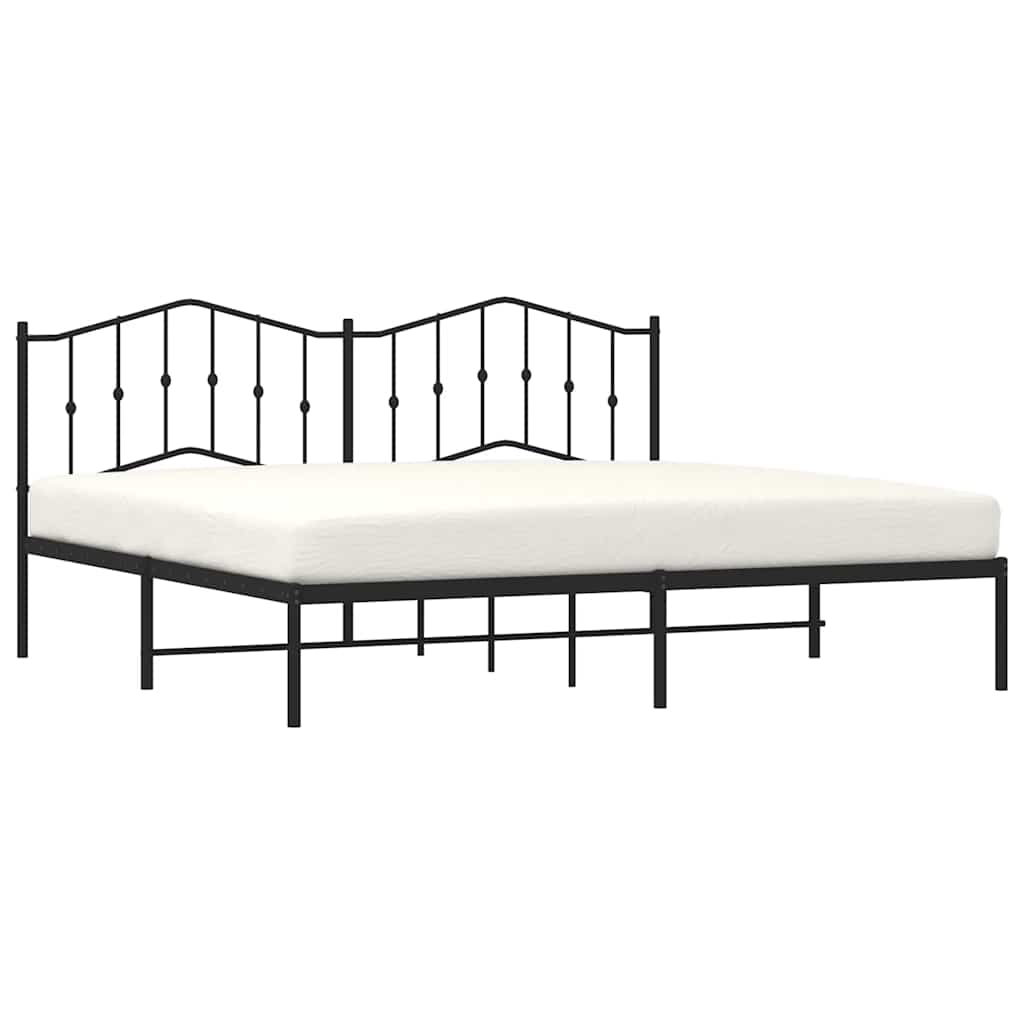 Metalni okvir za krevet s uzglavljem crni 193x203 cm