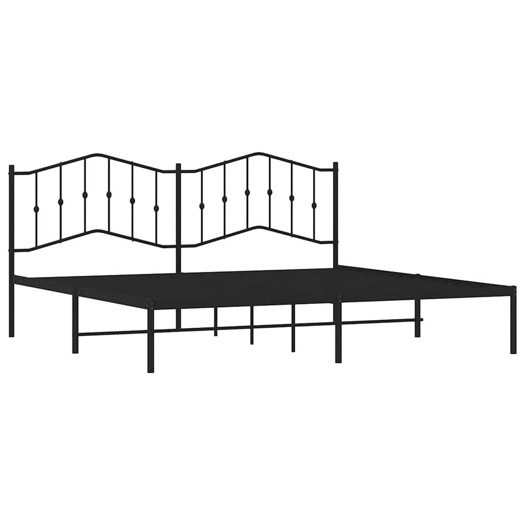 Metalni okvir za krevet s uzglavljem crni 193x203 cm