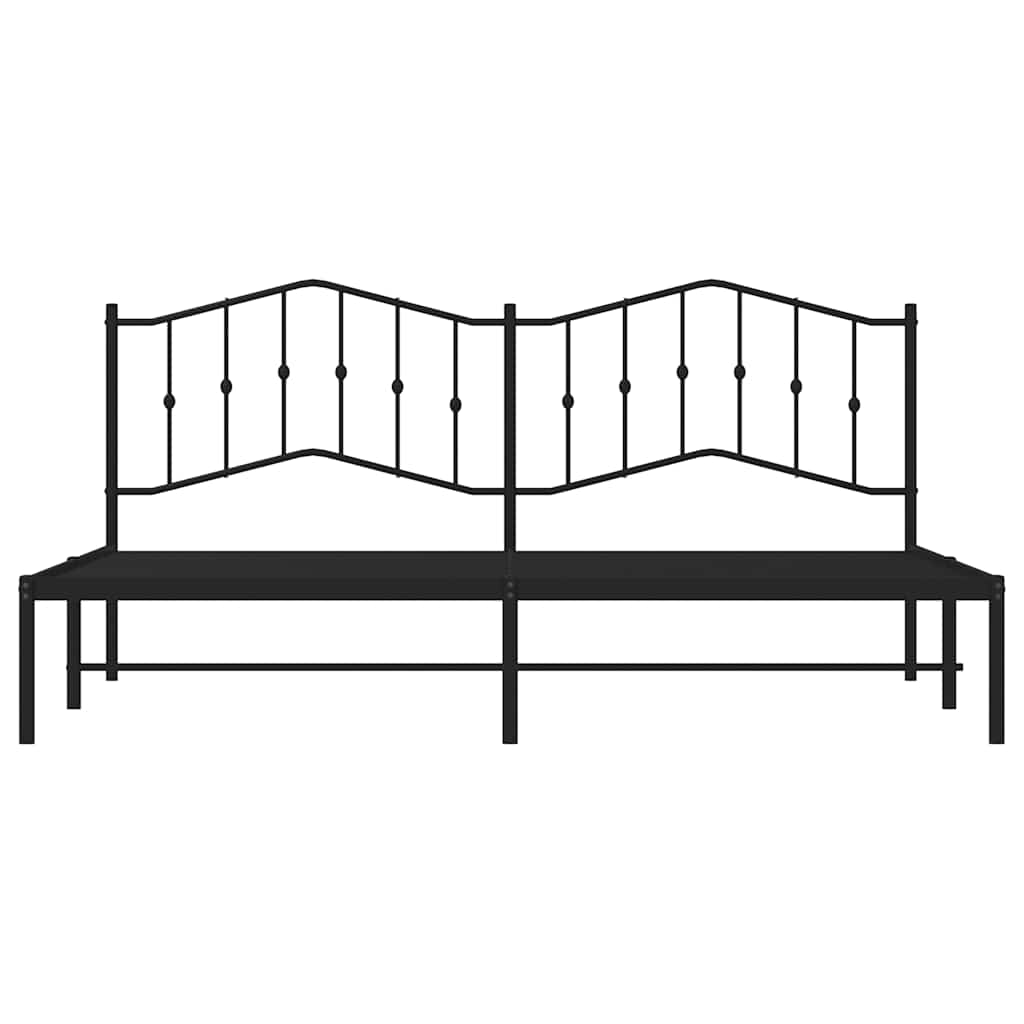 Metalni okvir za krevet s uzglavljem crni 193x203 cm