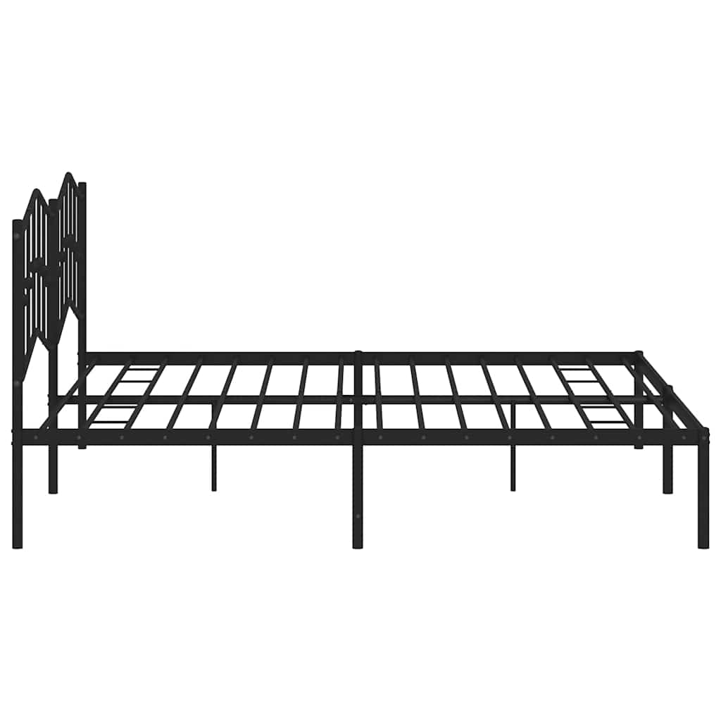Metalni okvir za krevet s uzglavljem crni 193x203 cm