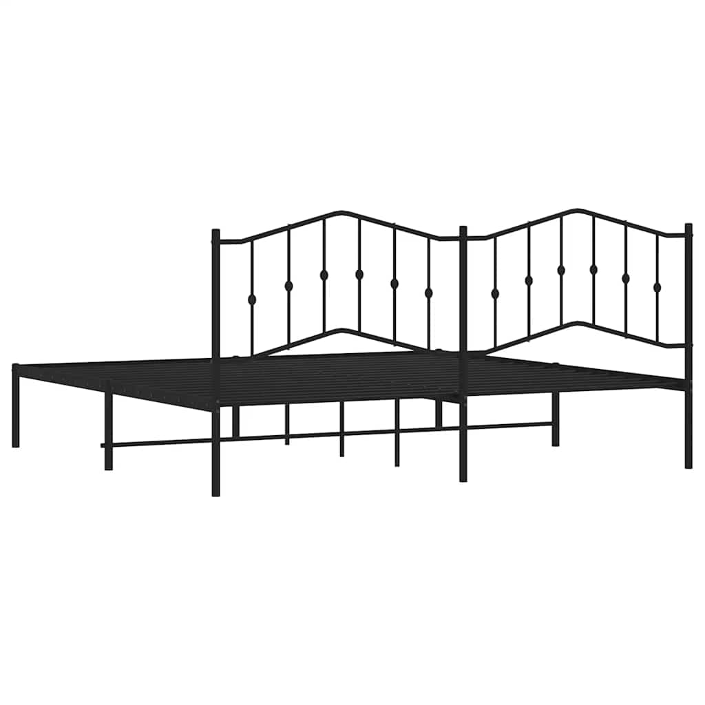 Metalni okvir za krevet s uzglavljem crni 193x203 cm