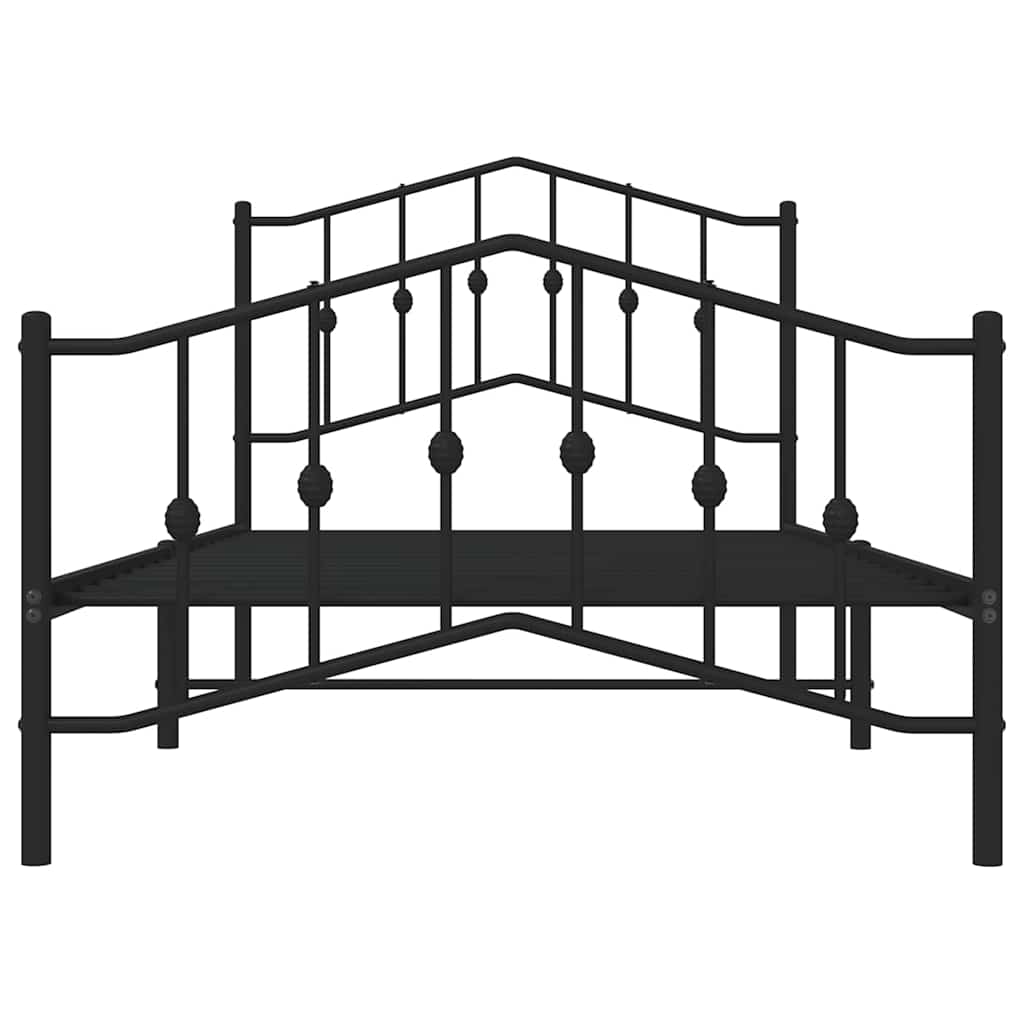 Metalni okvir kreveta s uzglavljem i podnožjem crni 100x190 cm