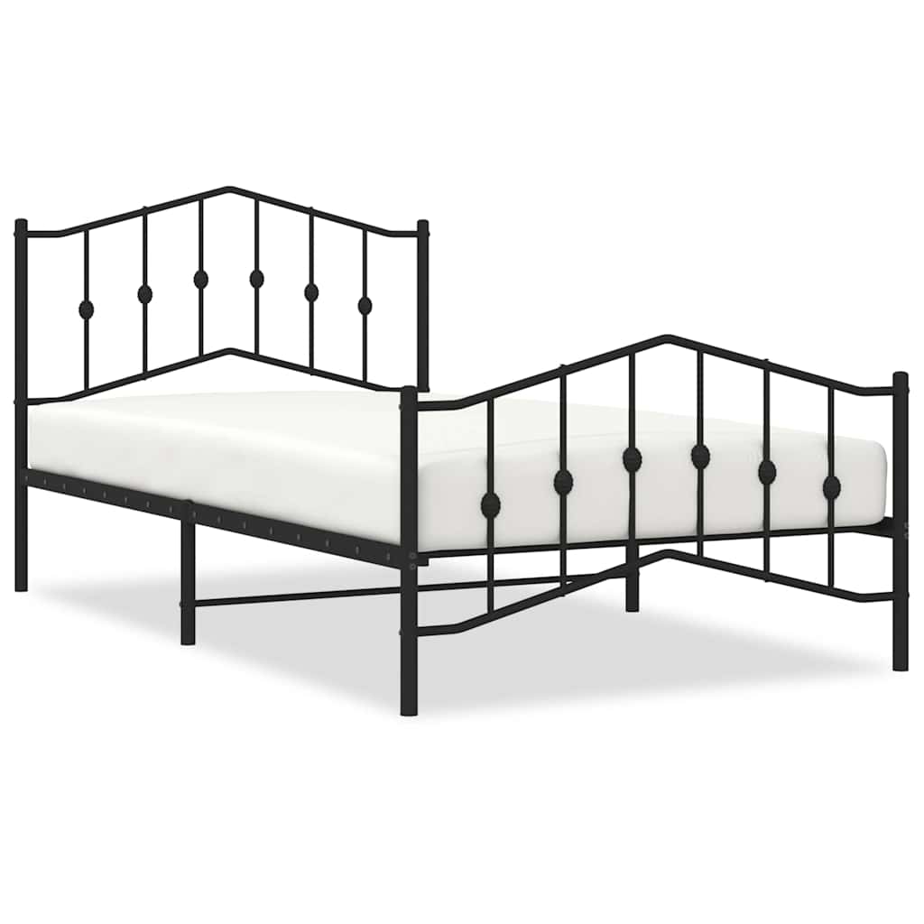 Metalni okvir kreveta s uzglavljem i podnožjem crni 100x200 cm