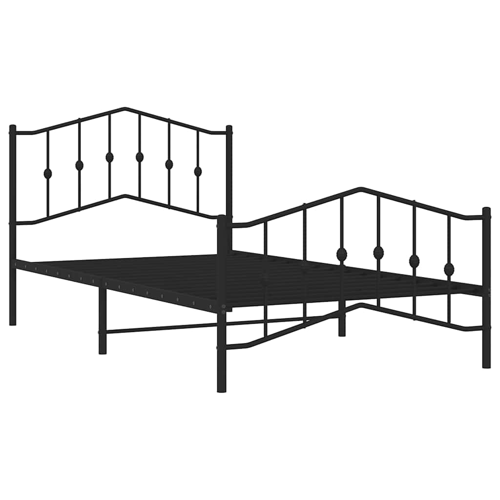 Metalni okvir kreveta s uzglavljem i podnožjem crni 100x200 cm