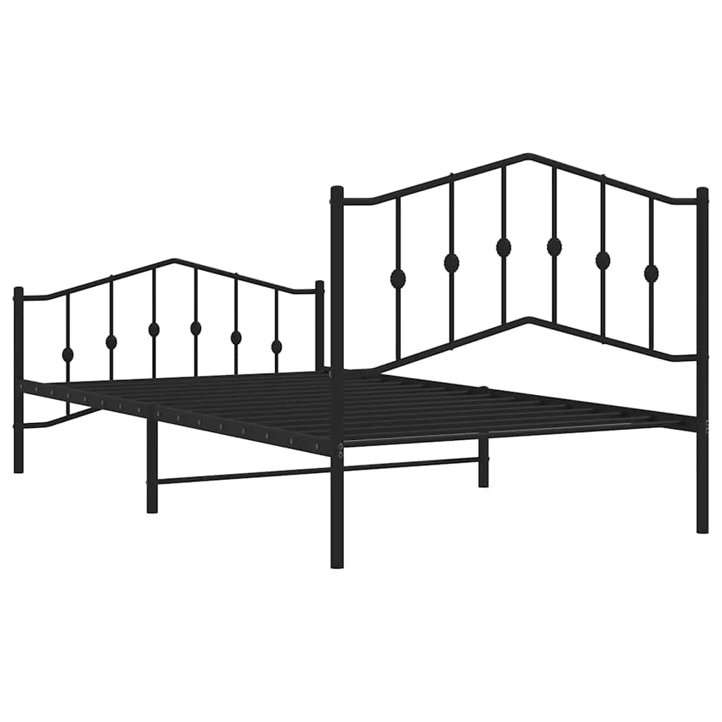 Metalni okvir kreveta s uzglavljem i podnožjem crni 100x200 cm