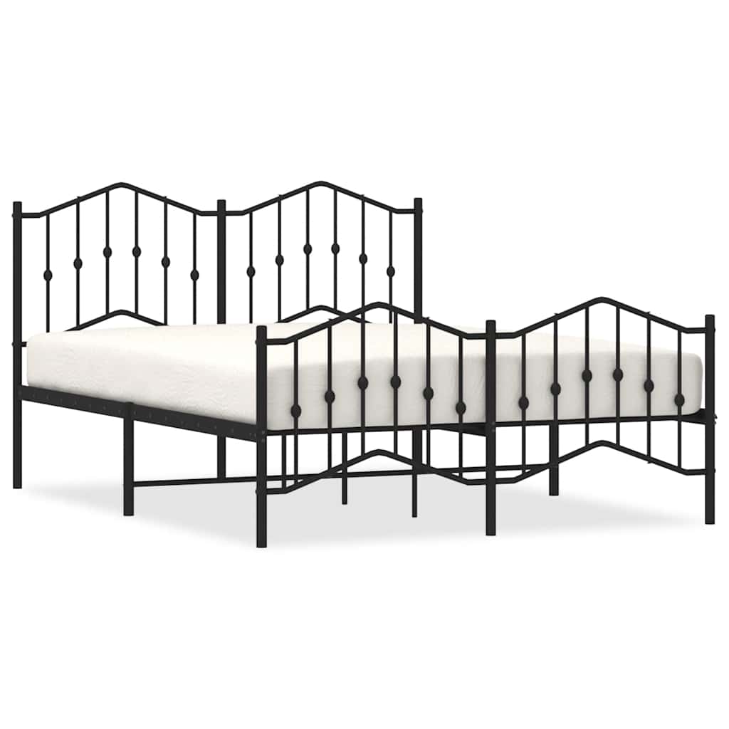 Metalni okvir kreveta s uzglavljem i podnožjem crni 135x190 cm