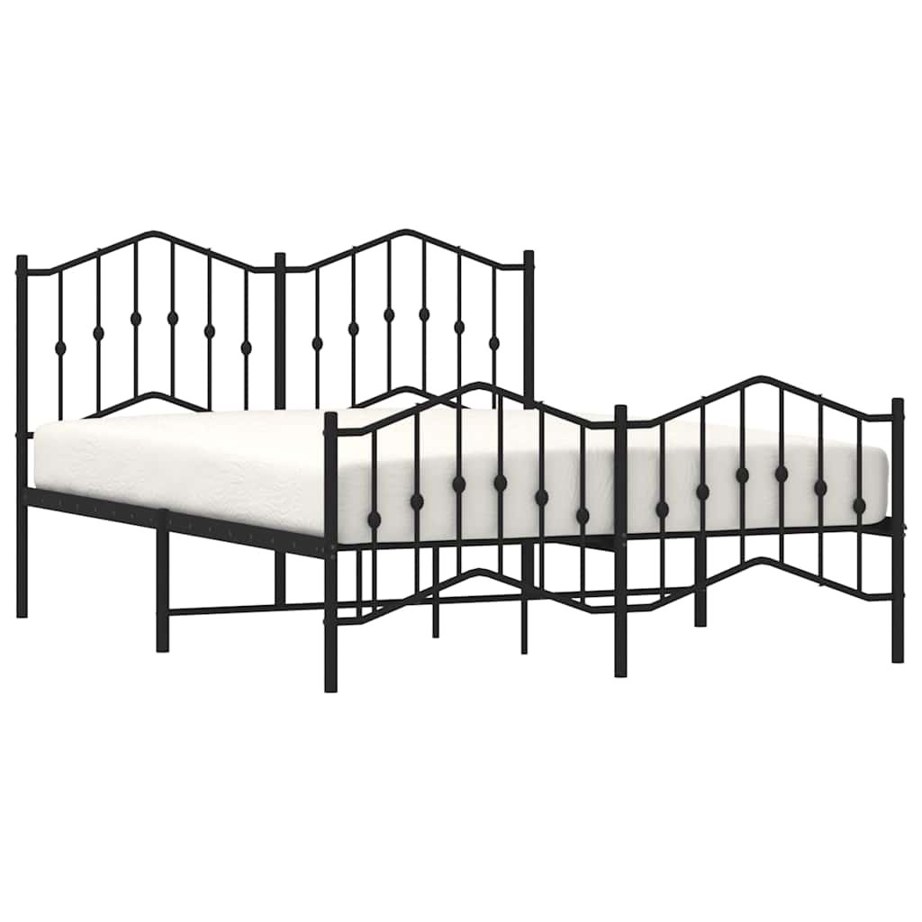 Metalni okvir kreveta s uzglavljem i podnožjem crni 135x190 cm