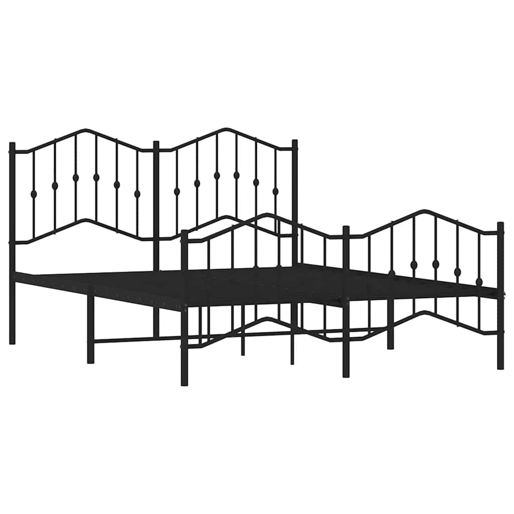 Metalni okvir kreveta s uzglavljem i podnožjem crni 135x190 cm