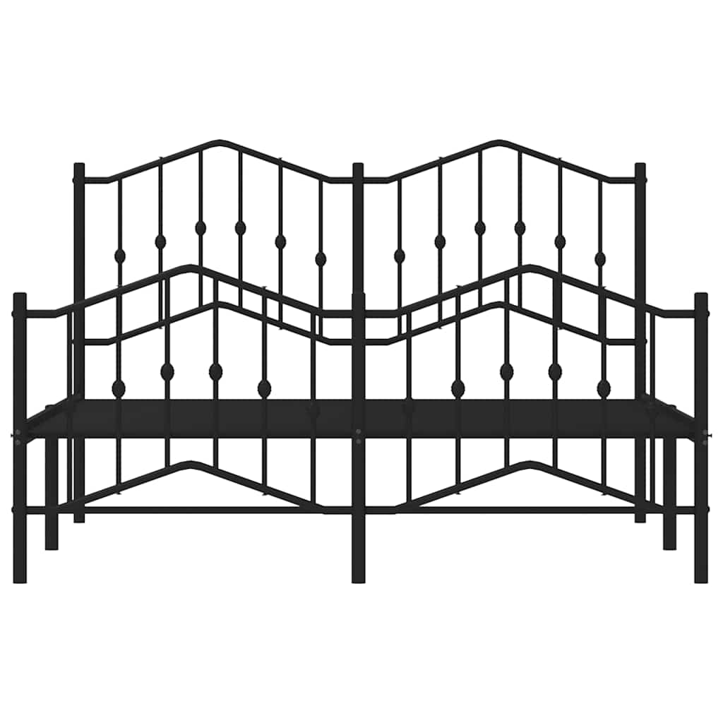 Metalni okvir kreveta s uzglavljem i podnožjem crni 135x190 cm