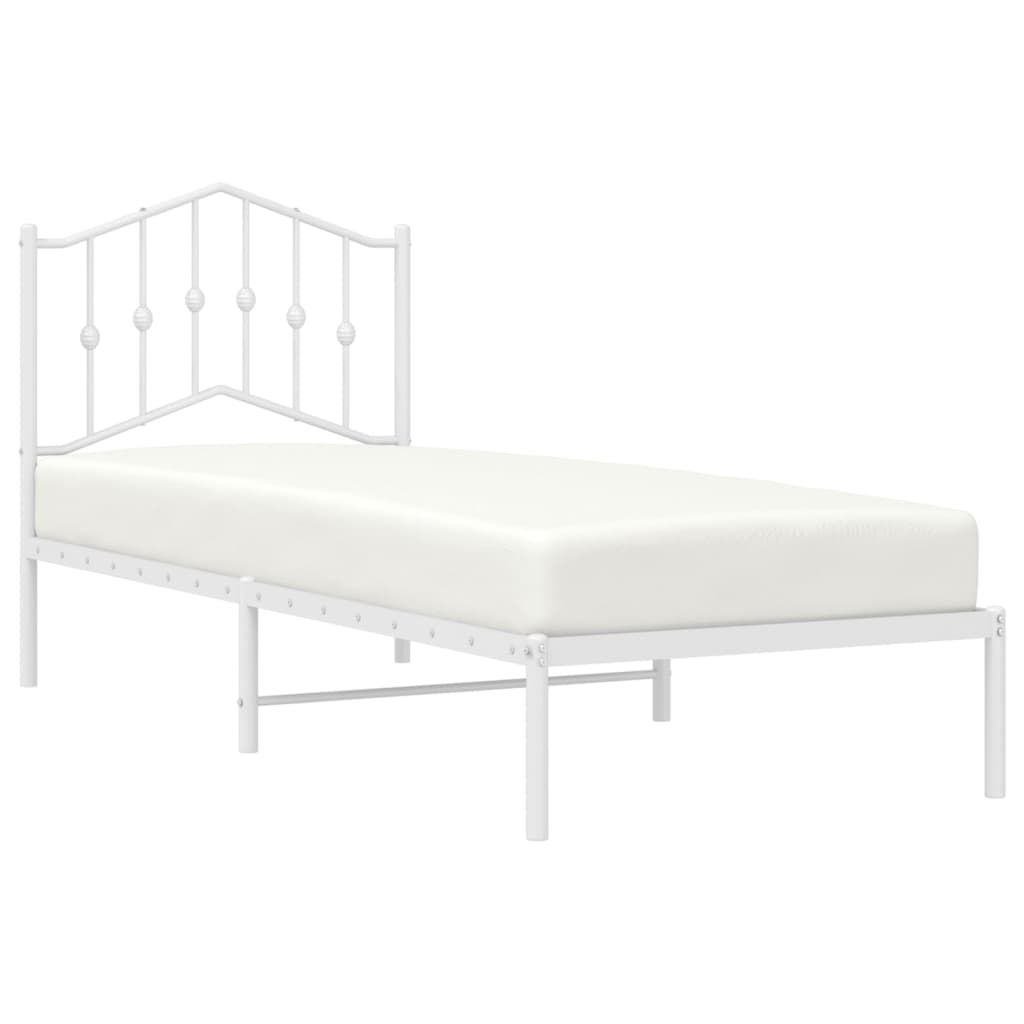 Metalni okvir krevet bez madraca s uzglavljem bijeli 75x190 cm