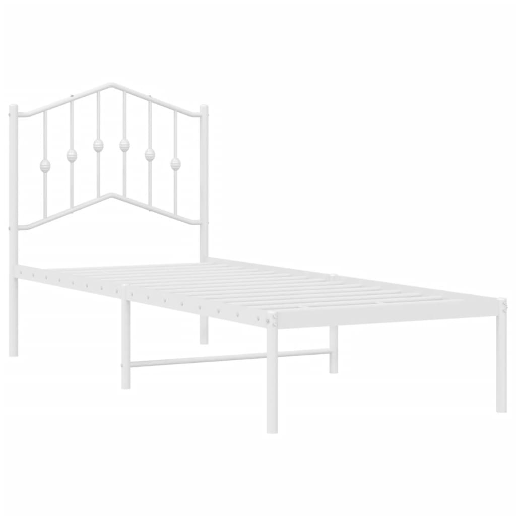 Metalni okvir krevet bez madraca s uzglavljem bijeli 75x190 cm