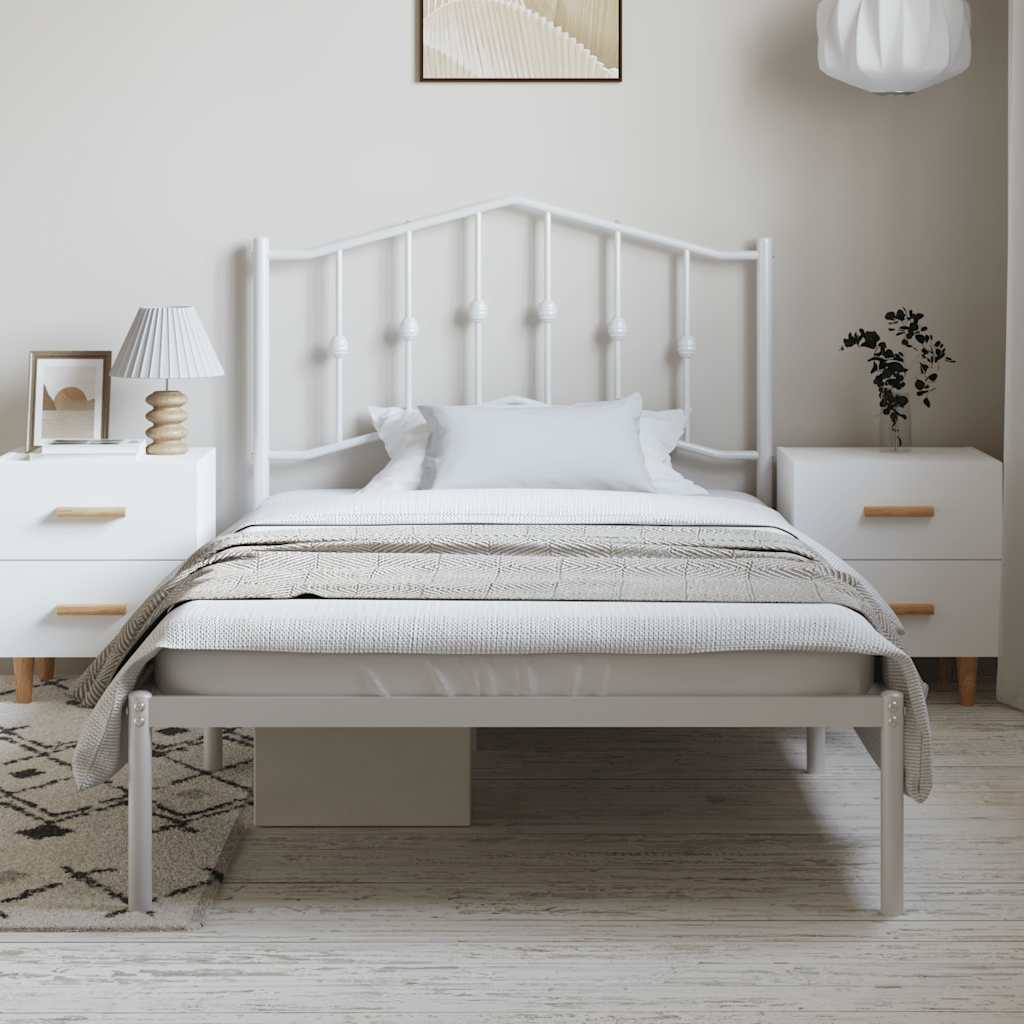 Metalni okvir za krevet s uzglavljem bijeli 100x200 cm