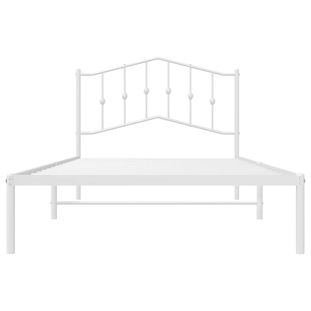 Metalni okvir za krevet s uzglavljem bijeli 100x200 cm