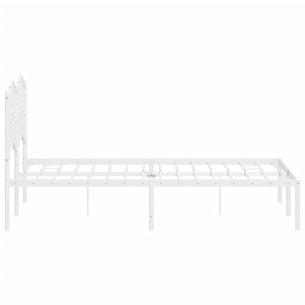Metalni okvir za krevet s uzglavljem bijeli 120x200 cm