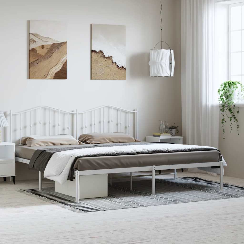 Metalni okvir za krevet s uzglavljem bijeli 183x213 cm