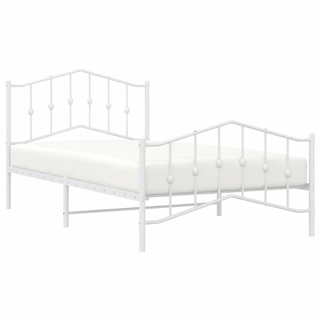 Metalni okvir kreveta s uzglavljem i podnožjem bijeli 100x200cm