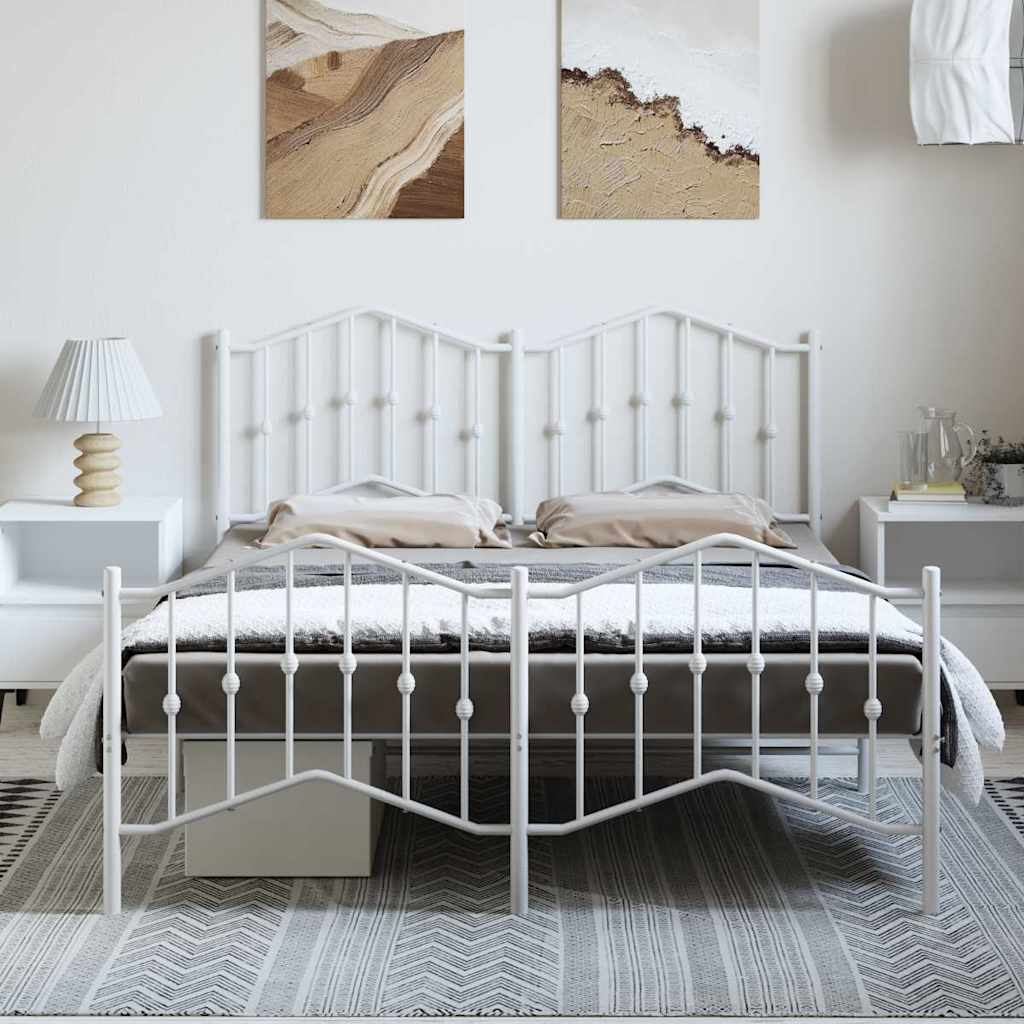 Metalni okvir kreveta uzglavlje i podnožje bijeli 135 x 190 cm