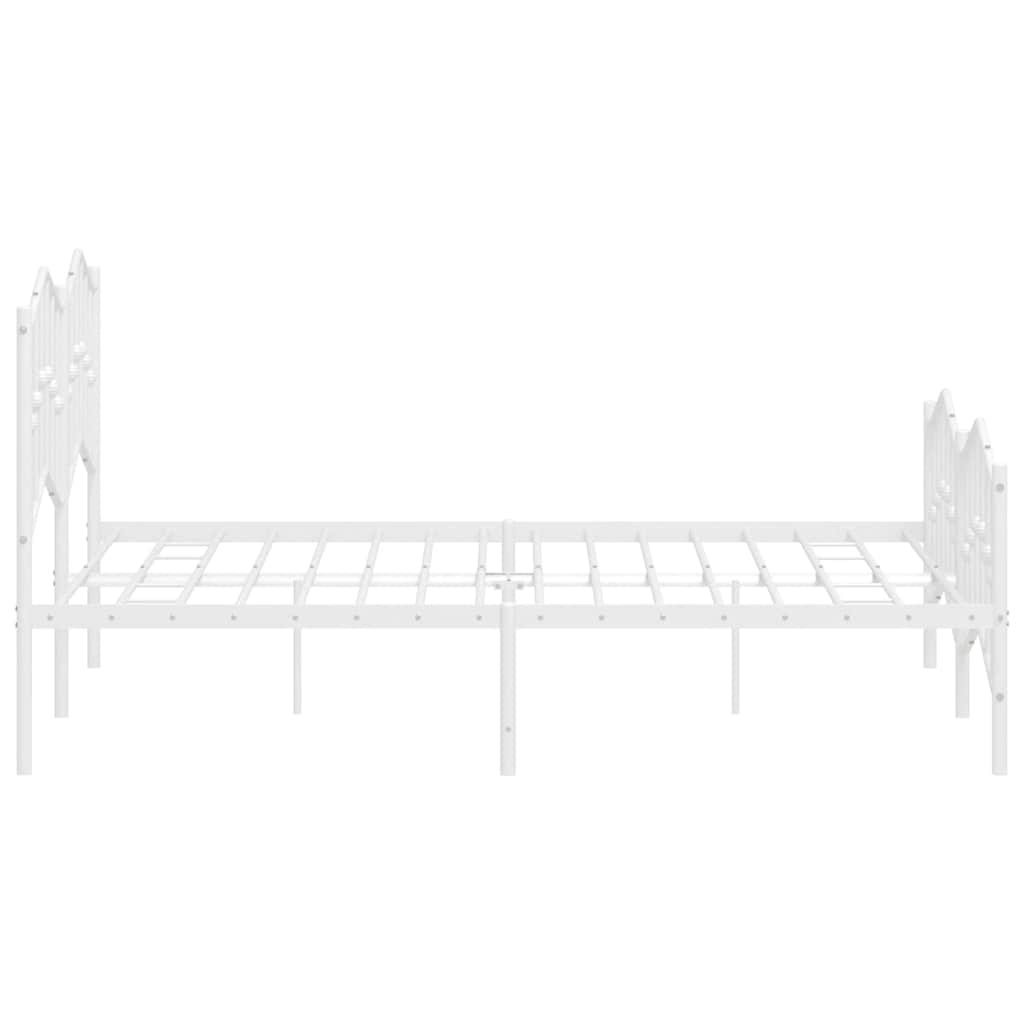 Metalni okvir kreveta uzglavlje i podnožje bijeli 135 x 190 cm
