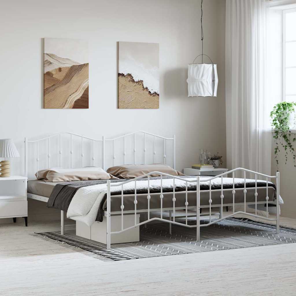 Metalni okvir kreveta uzglavlje i podnožje bijeli 193 x 203 cm