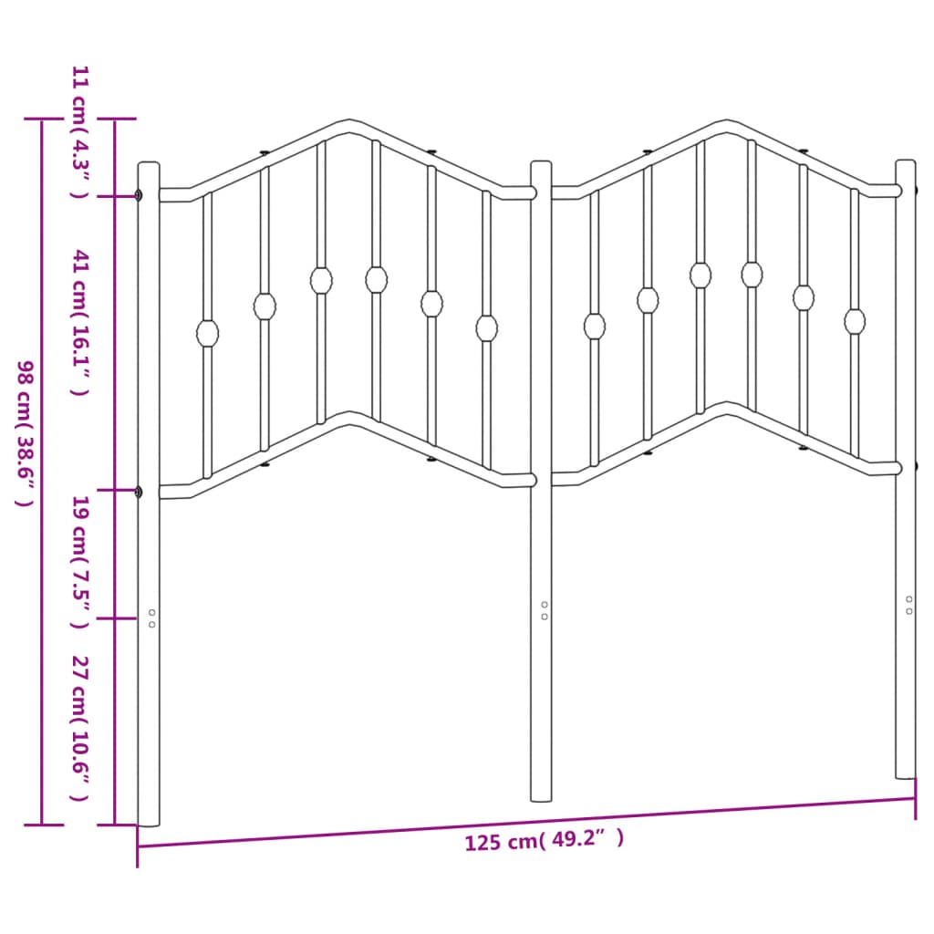 Metalno zamjensko uzglavlje bijelo 120 cm Crna
