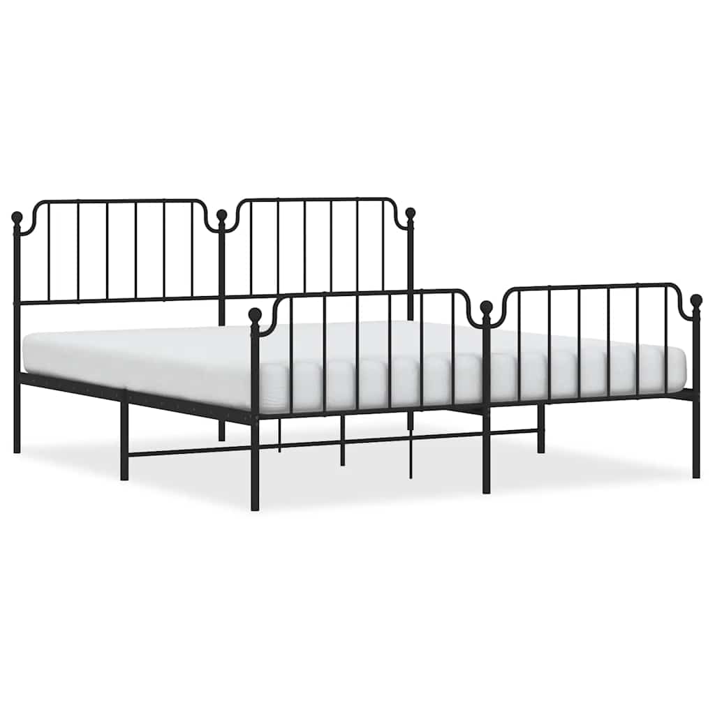 Metalni okvir kreveta s uzglavljem i podnožjem crni 183x213 cm