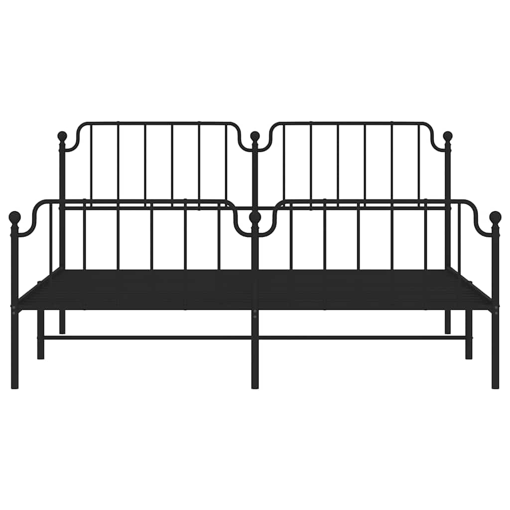 Metalni okvir kreveta s uzglavljem i podnožjem crni 183x213 cm