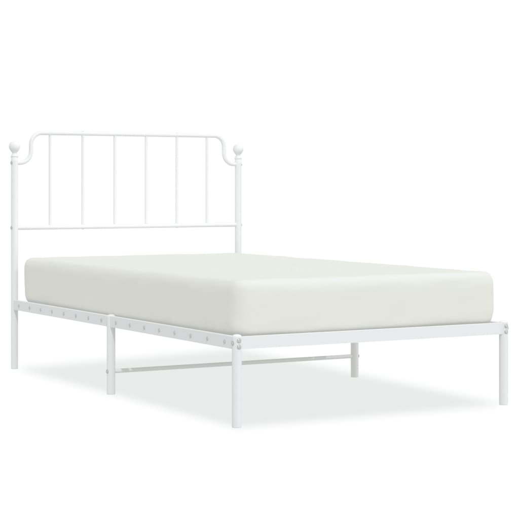 Metalni okvir za krevet s uzglavljem bijeli 107x203 cm