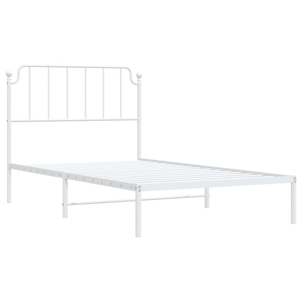 Metalni okvir za krevet s uzglavljem bijeli 107x203 cm