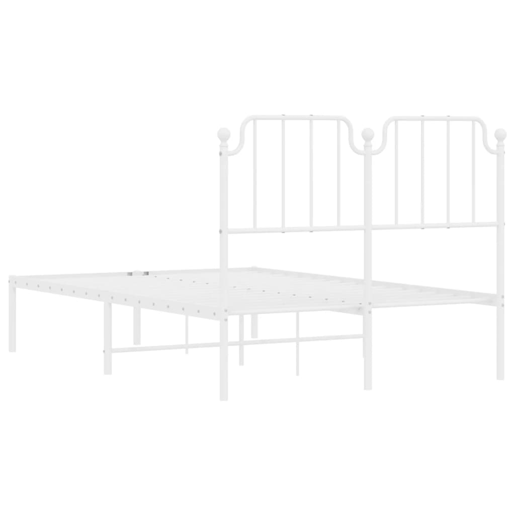 Metalni okvir za krevet s uzglavljem bijeli 120x200 cm