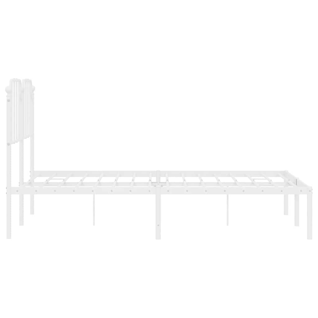 Metalni okvir za krevet s uzglavljem bijeli 150x200 cm