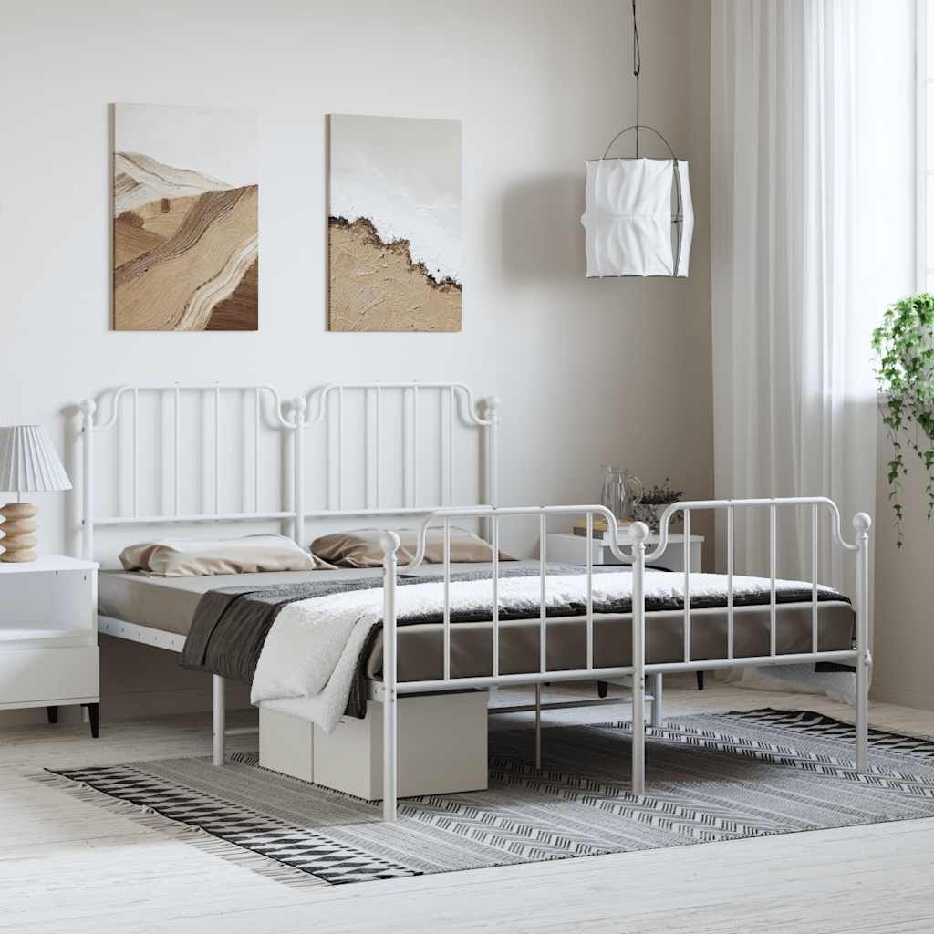 Metalni okvir kreveta uzglavlje i podnožje bijeli 150 x 200 cm