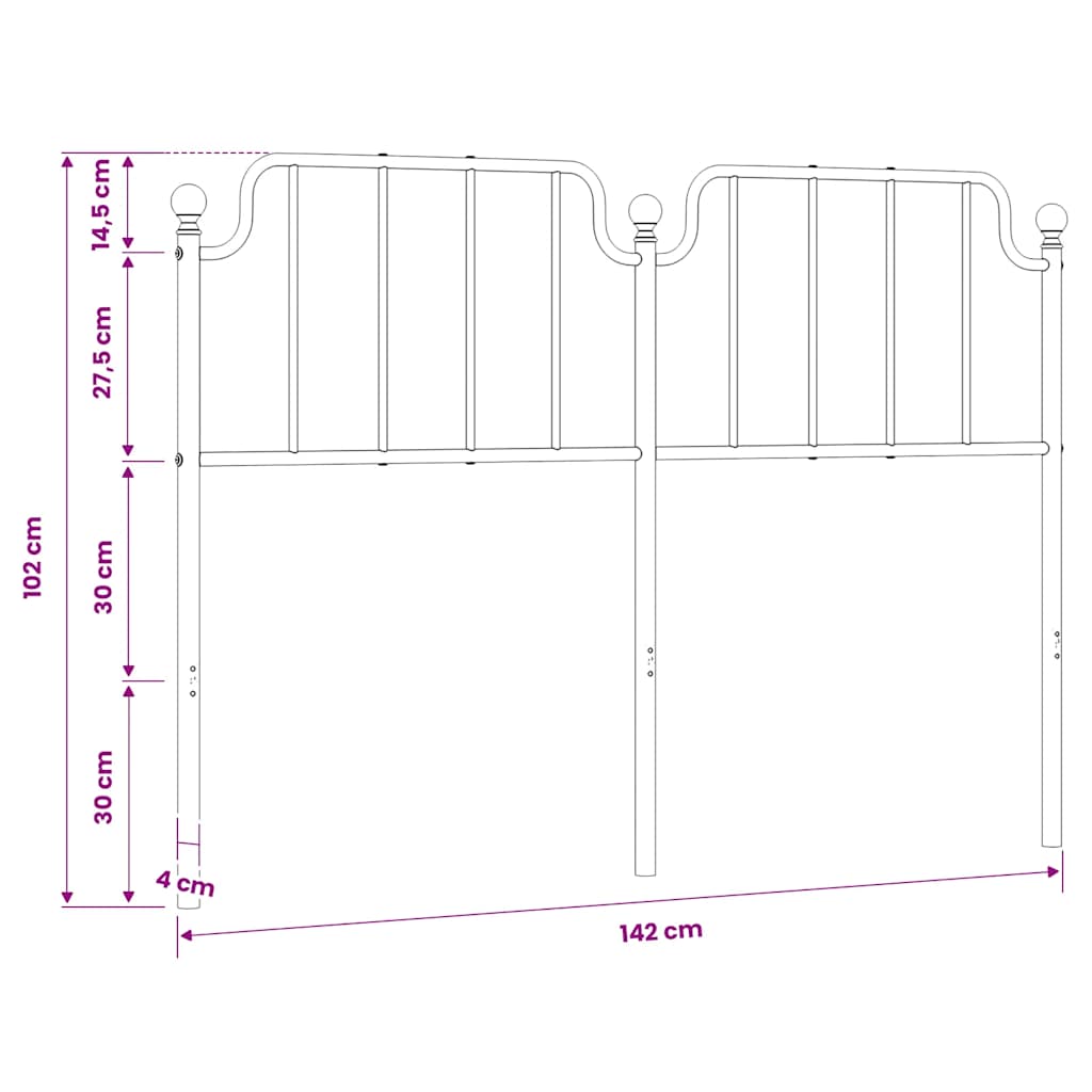 Metalno zamjensko uzglavlje bijelo 135 cm