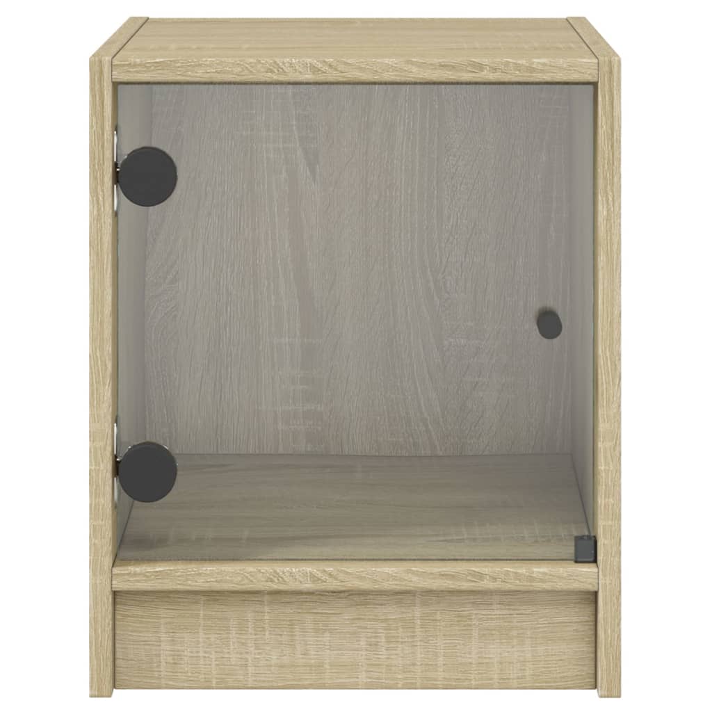 Noćni ormarići staklena vrata 2 kom boja hrasta 35 x 37 x 42 cm