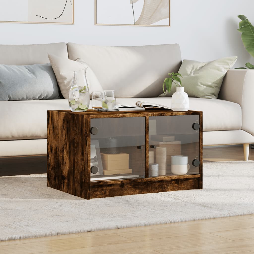 Stolić za kavu sa staklenim vratima boja hrasta 68x50x42 cm