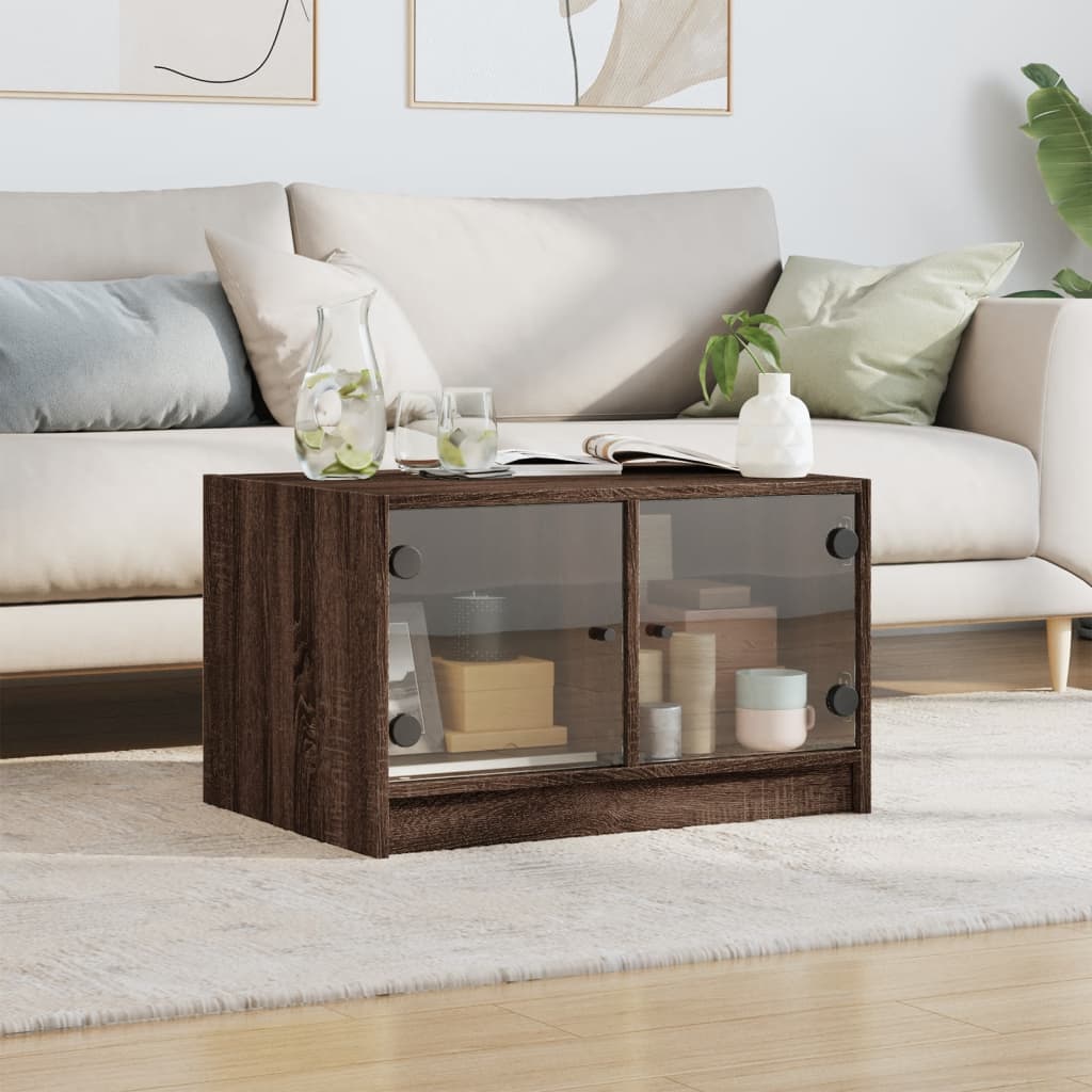 Stolić za kavu sa staklenim vratima boja hrasta 68x50x42 cm