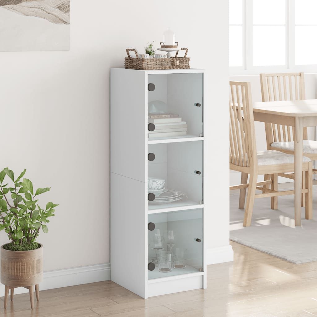 Visoka komoda sa staklenim vratima bijela 35 x 37 x 109 cm